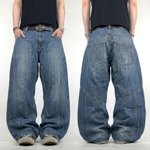 Vintage y2k faded stonewash grunge archive rare baggy wide leg jeans